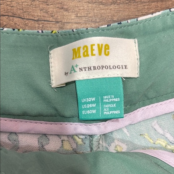 NEW ♥️ Anthropologie Maeve Green Floral Pants - Picture 5 of 15